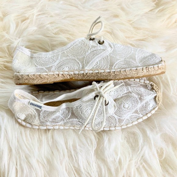 NWOB Soludos Lace-Up Lace Espadrille Sneaker White Women's Size 37EU / 6.5US - Picture 3 of 8